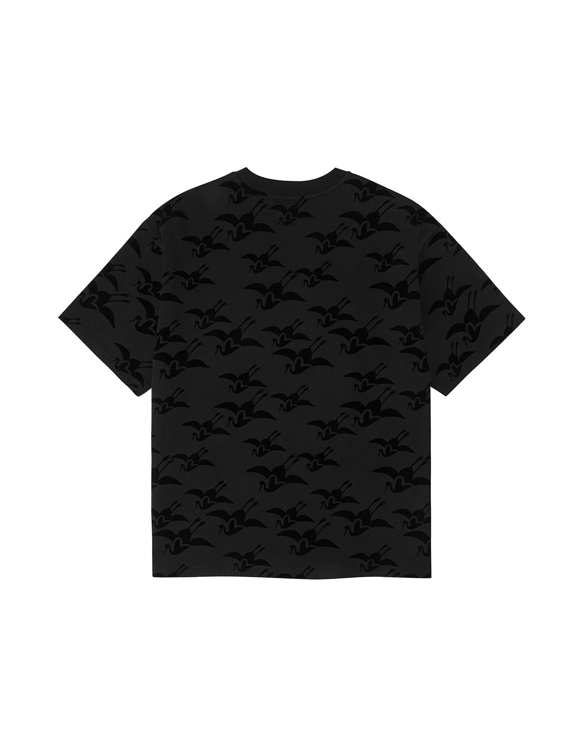 Allover Seagull Crane Flocking Print Relax Fit T-shirt